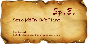 Sztoján Bálint névjegykártya